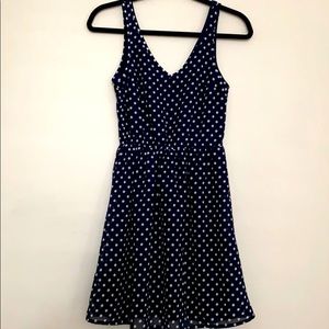 Mini navy polka dot dress